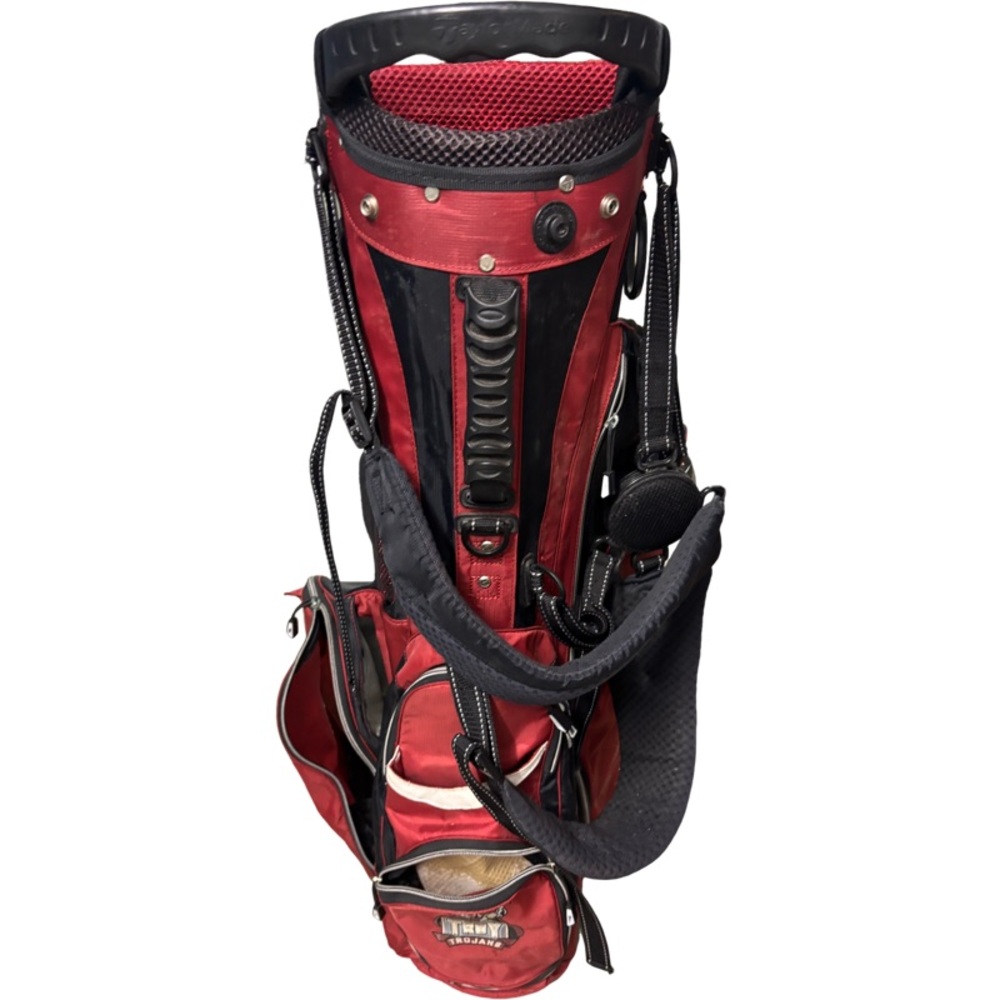 TROY Trojans Taylor Made Golf Bag. Red And Black. Carry-Cart With Straps